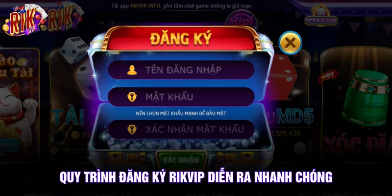 Quy trình đăng ký rikvip diễn ra nhanh chóng